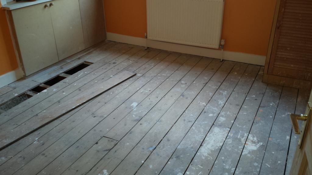 pine floorboards in Croydon, bad condition